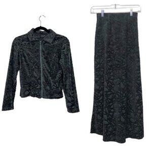 Join Me Gray Textured Skirt and Jacket Set Small